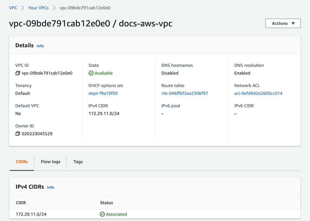 AWS VPC details